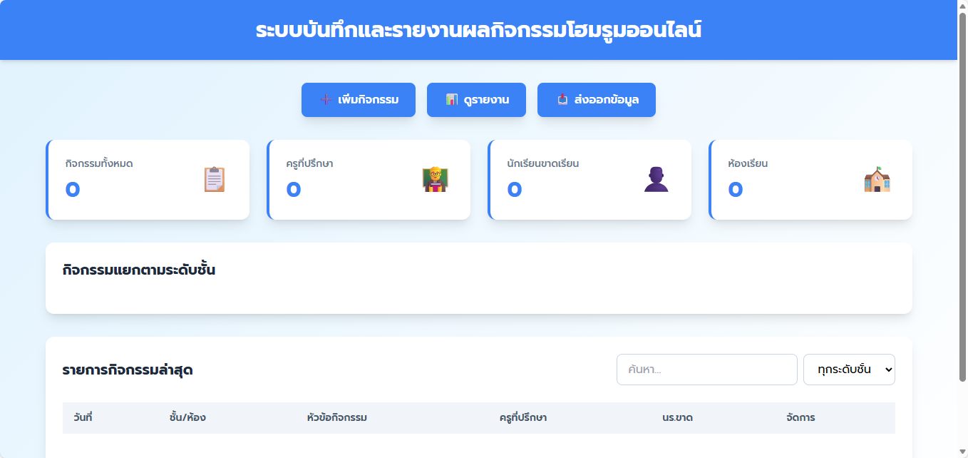 ระบบบันทึกและรายงานผลการจัดกิจกรรมโฮมรูมออนไลน์